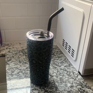 Sparkling Black Tumbler with Straw